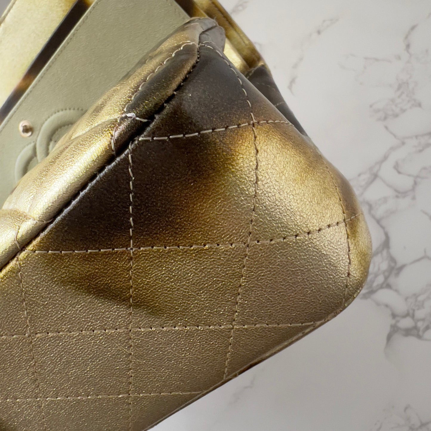 Chanel Classic Double Flap Medium Bag Calfskin Gold Metallic