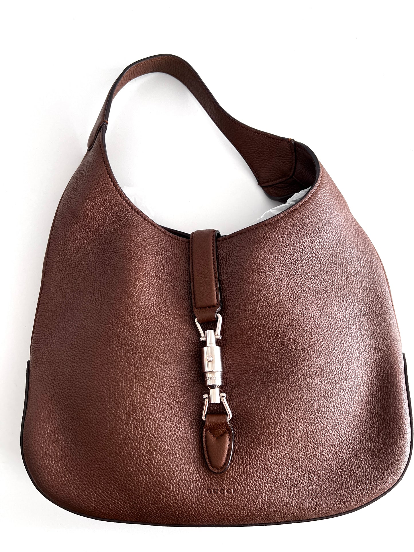 Gucci brown grain leather hobo bag