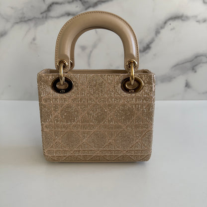Dior Mini Tan Beaded Ladydior Bag
