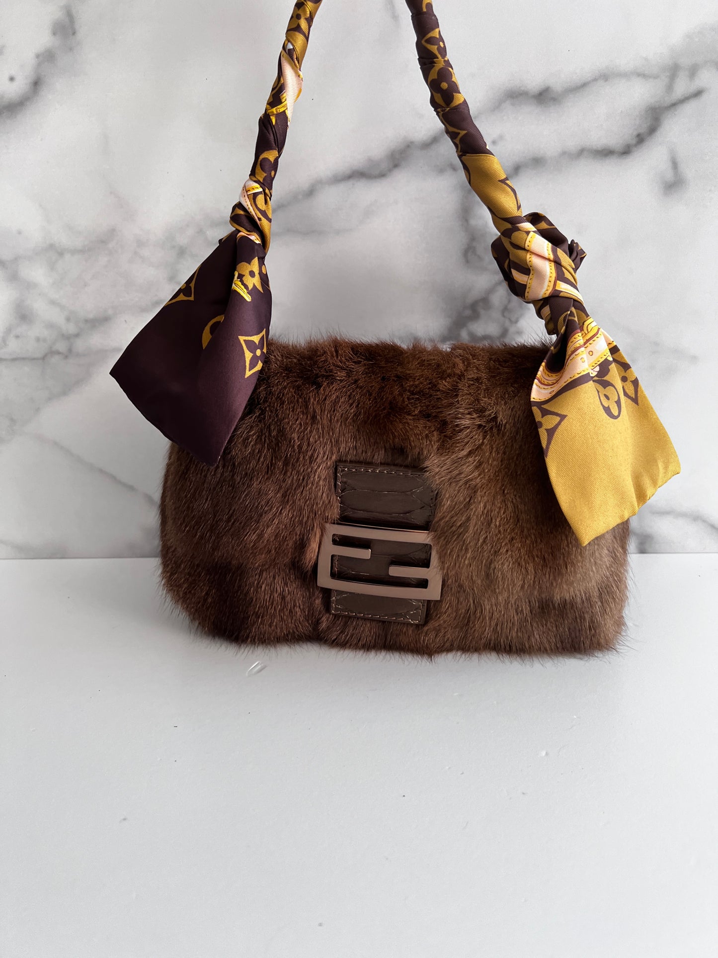 Fendi mini mamma size cute squirrel fur baguette