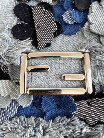 Fendi 3D flowers denim baguette