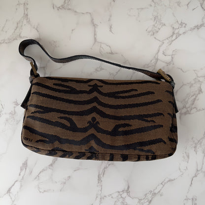 Vintage Fendi Zebra Print Crab buckle baguette