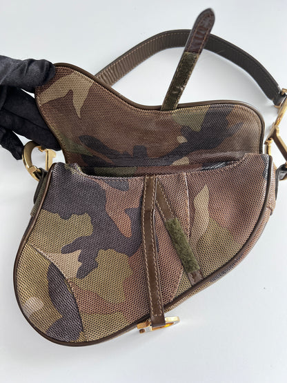 Extremely rare small size Dior camouflage saddle bag