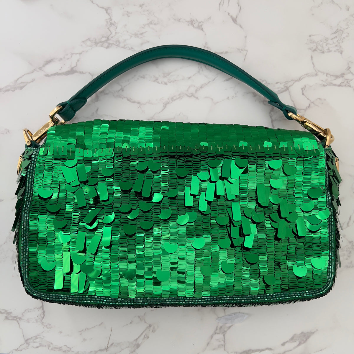 Fendi Limited Green Sequin Baguette