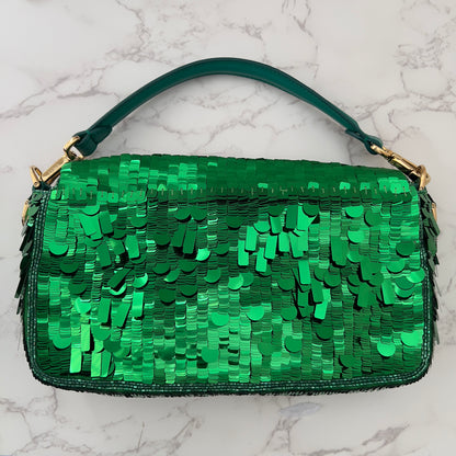 Fendi Limited Green Sequin Baguette