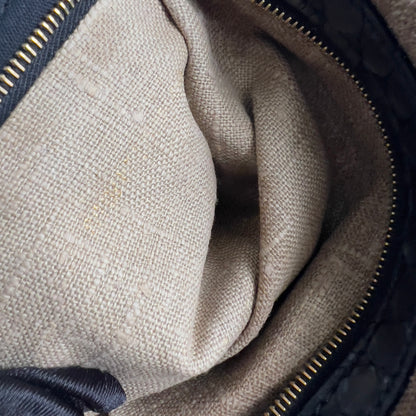 Vintage Fendi Black Embroidered Beads Cloth Baguette