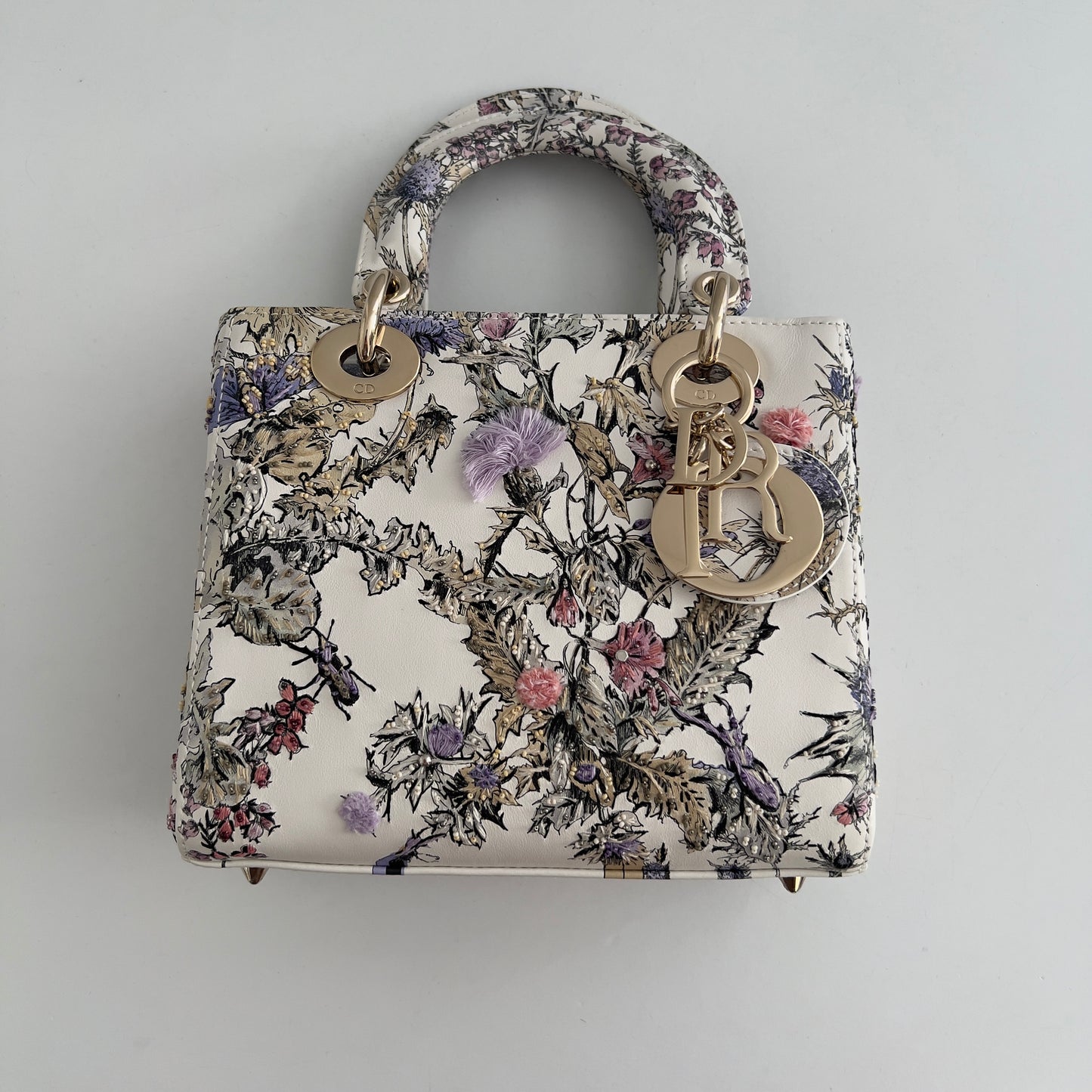 Dior 2024 Floral Embroidered and Beaded Mini Ladydior Bag