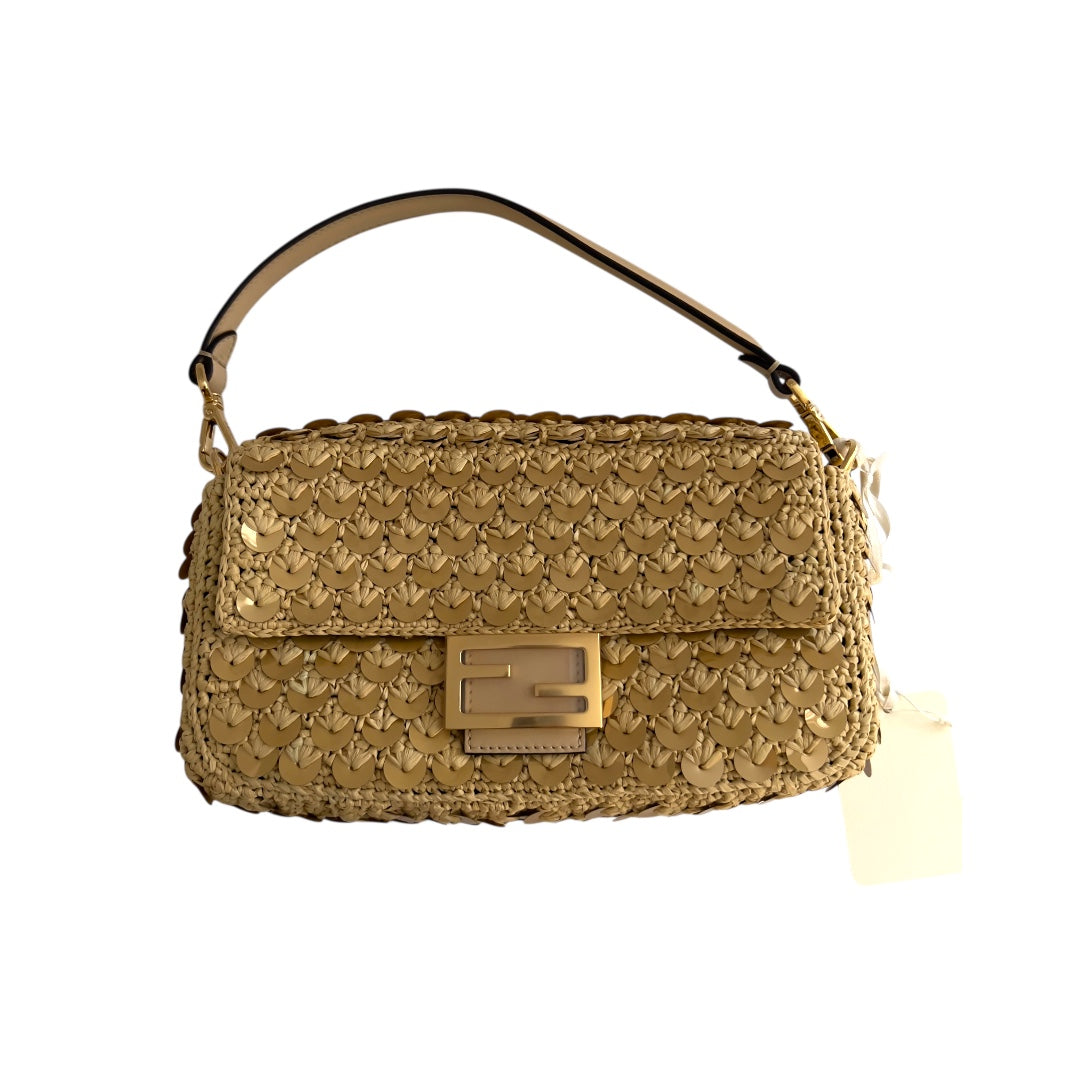 NWT! Fendi Raffia & Sequin Baguette