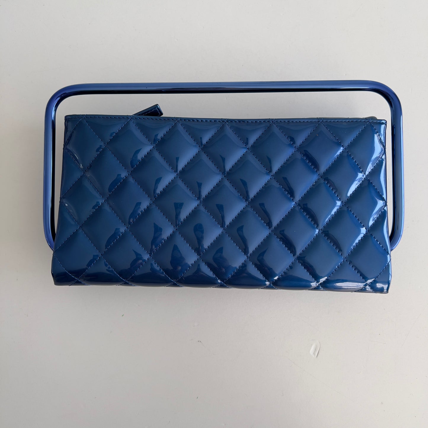 Chanel Runway Metallic Blue Patent Clutch Bag