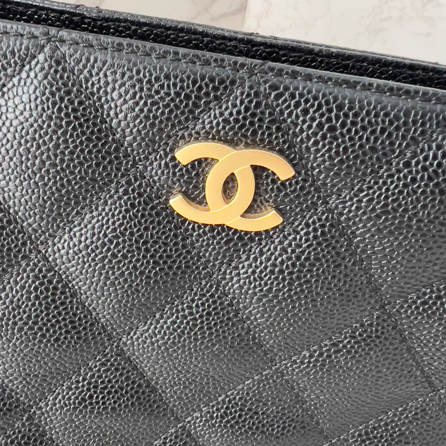 Vintage Chanel Caviar Wood Handle CC bag