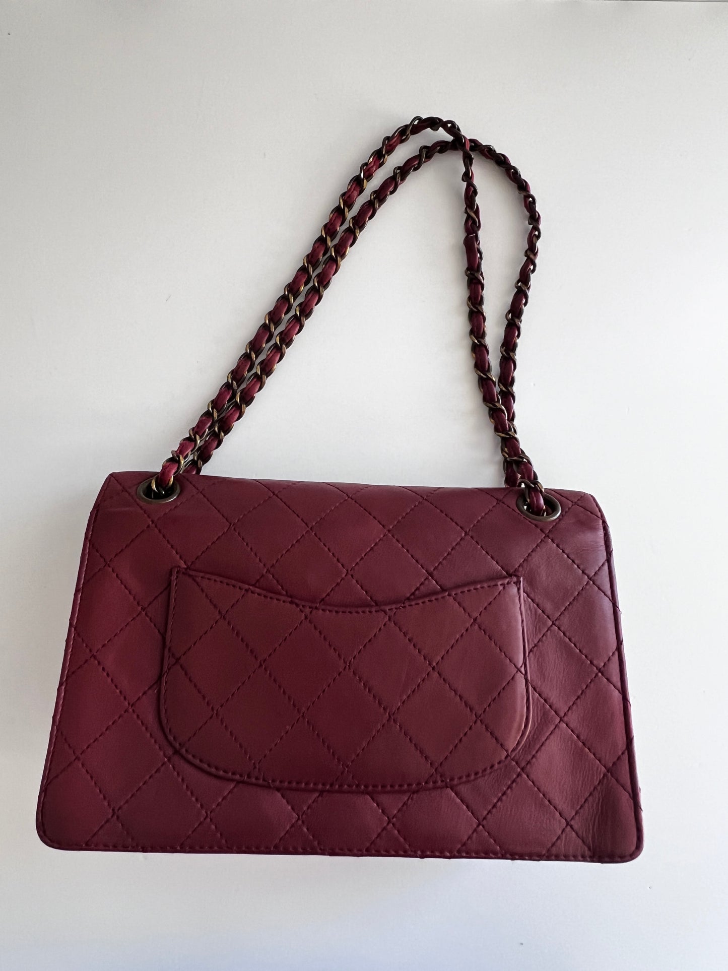 Chanel Burgandy leather single flap bag