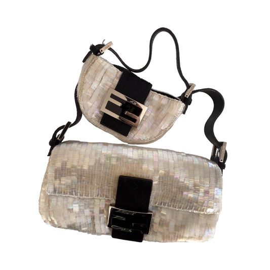 Fendi pearl sequin baguette & croissant set