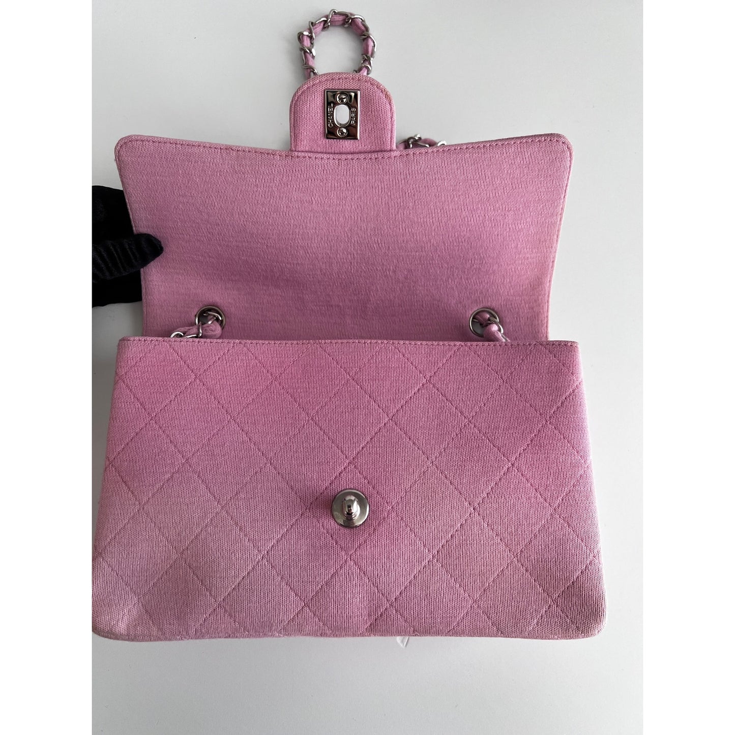 ChanelLight Pink Quilted Jersey Cotton Single Flap Bag