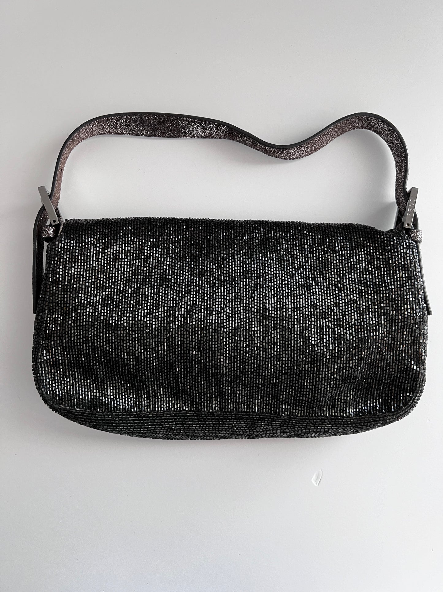 Fendi Charcoal color beaded baguette