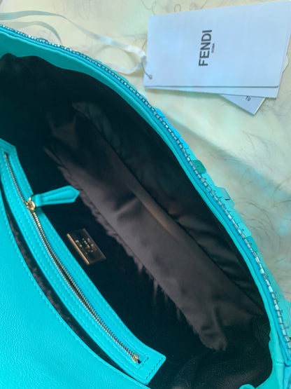 Iconic Fendi turquoise sequin baguette