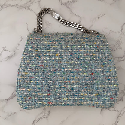 Vintage Chanel CC Confetti Tweed with flap Blue