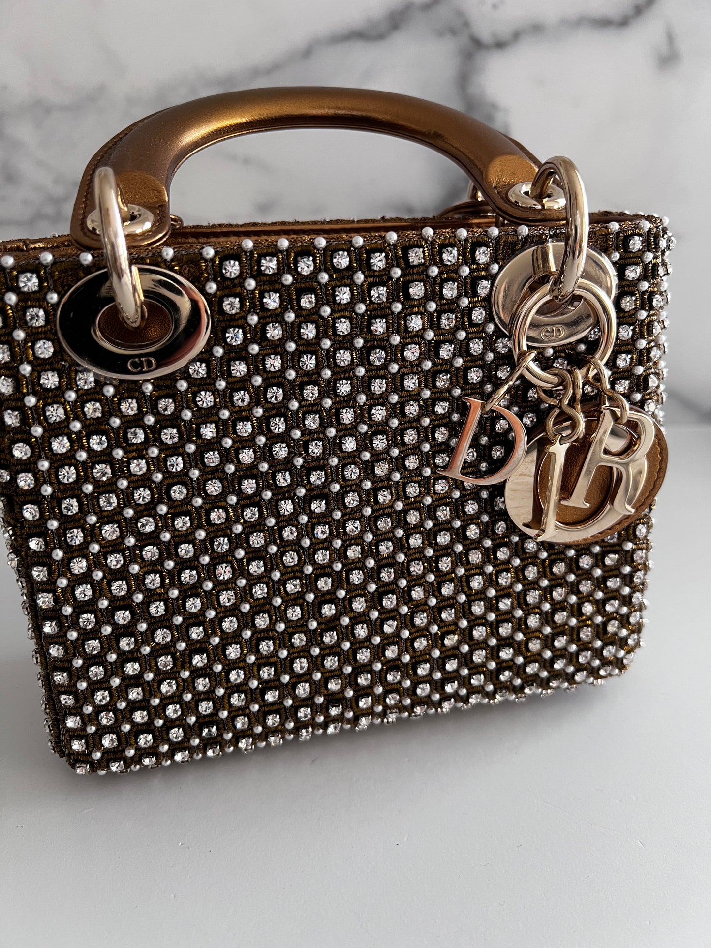 Dior mini lady Dior pearl & diamond bag