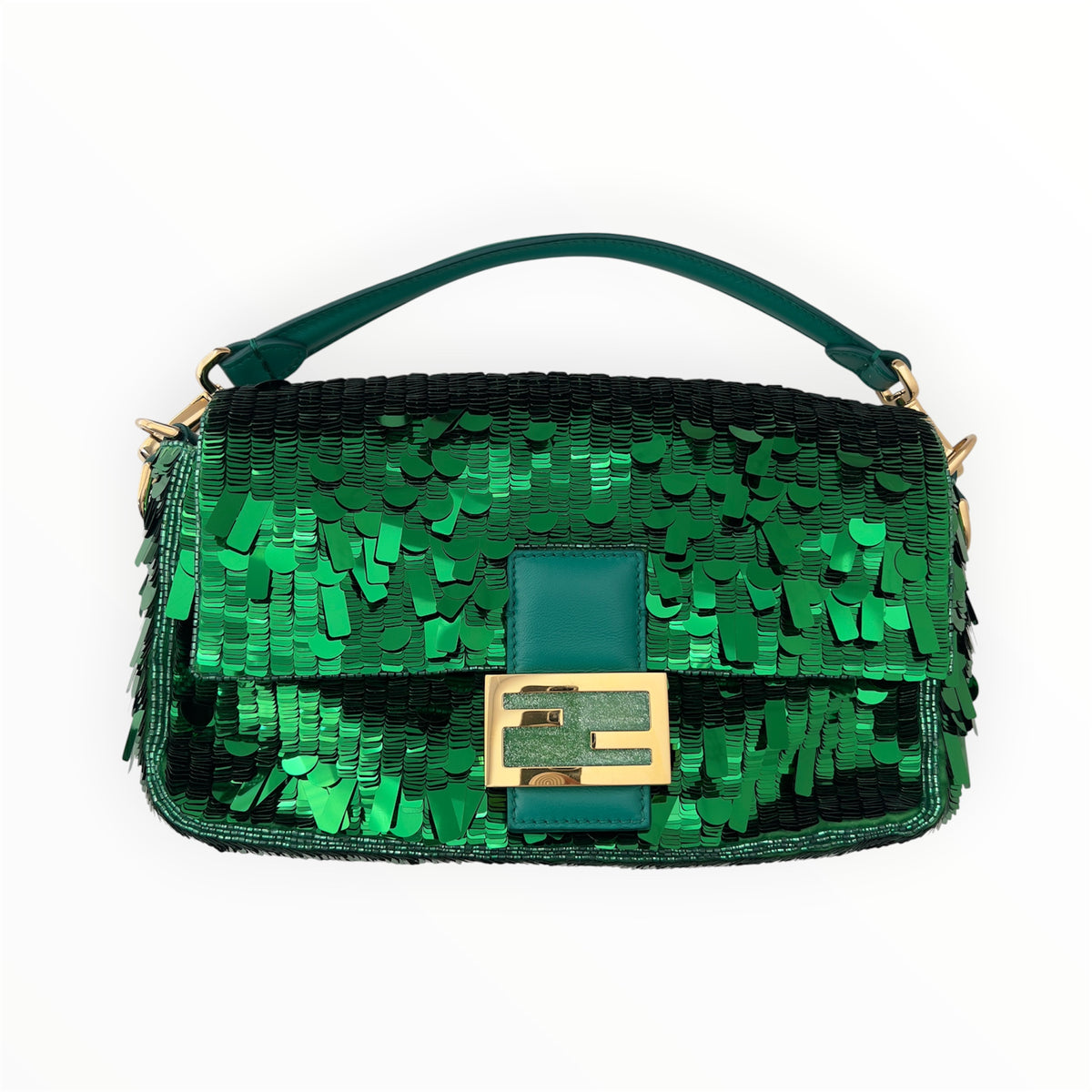 Fendi Limited Green Sequin Baguette