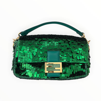 Fendi Limited Green Sequin Baguette