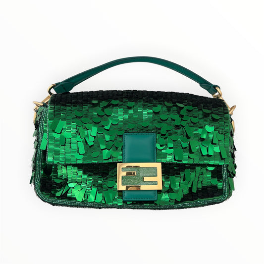 Fendi Limited Green Sequin Baguette