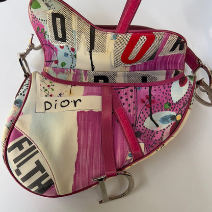 Vintage Christian Dior Canvas Filth Saddle Bag