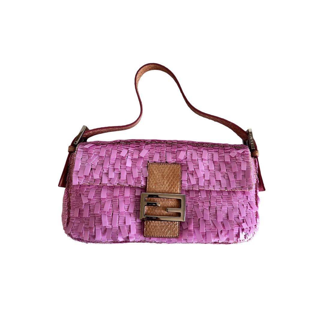 Vintage Fendi pink sequin baguette