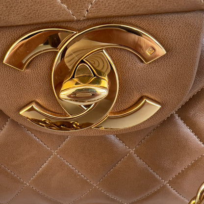 Vintage Chanel Jumbo Caramel Lamb Leather Flap Bag