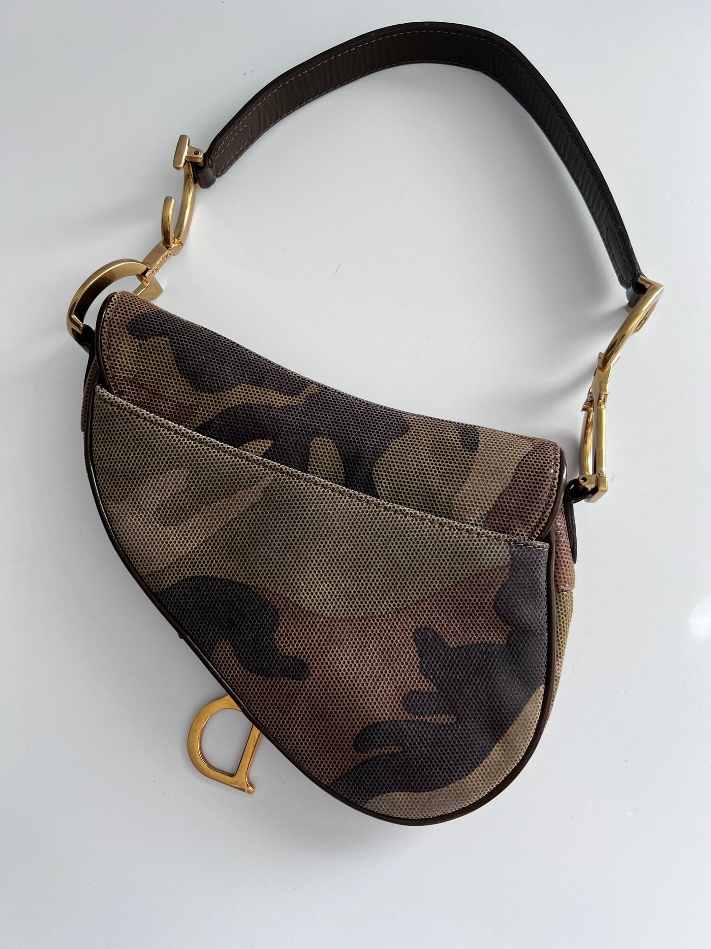 Extremely rare small size Dior camouflage saddle bag