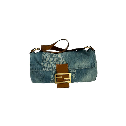 Fendi baguette denim big size shoulder bag