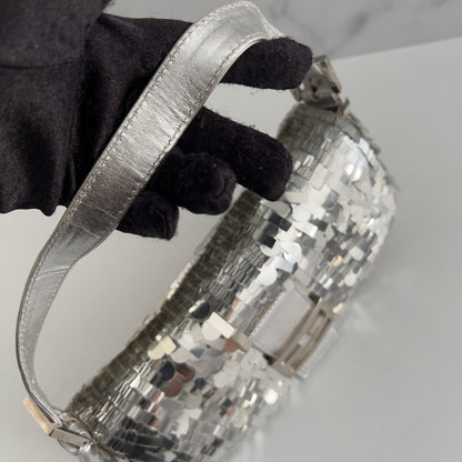 Vintage Fendi silver sequin baguette