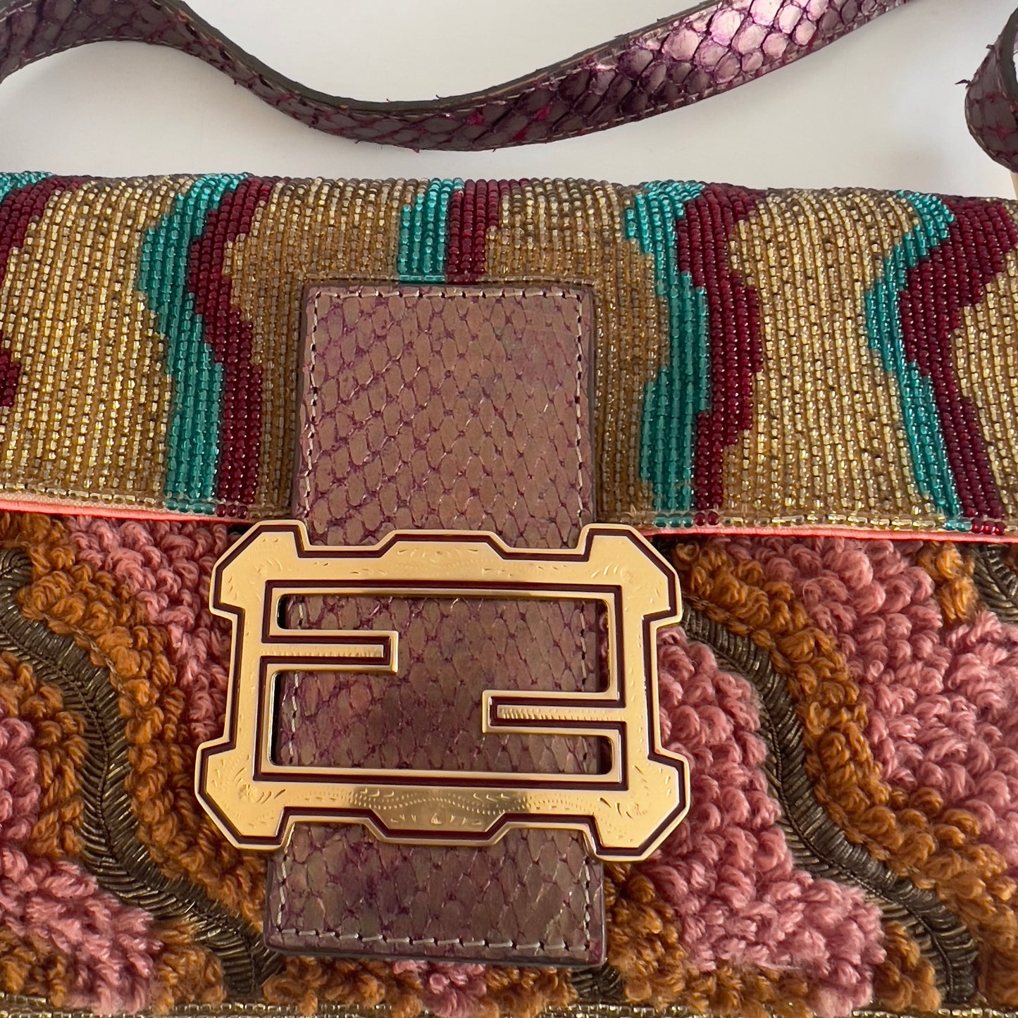 Ultra Rare Vintage Fendi Beaded Embroidered Baguette