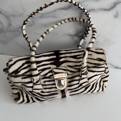 Prada Zebra Print Pony Hair Shoulder Bag