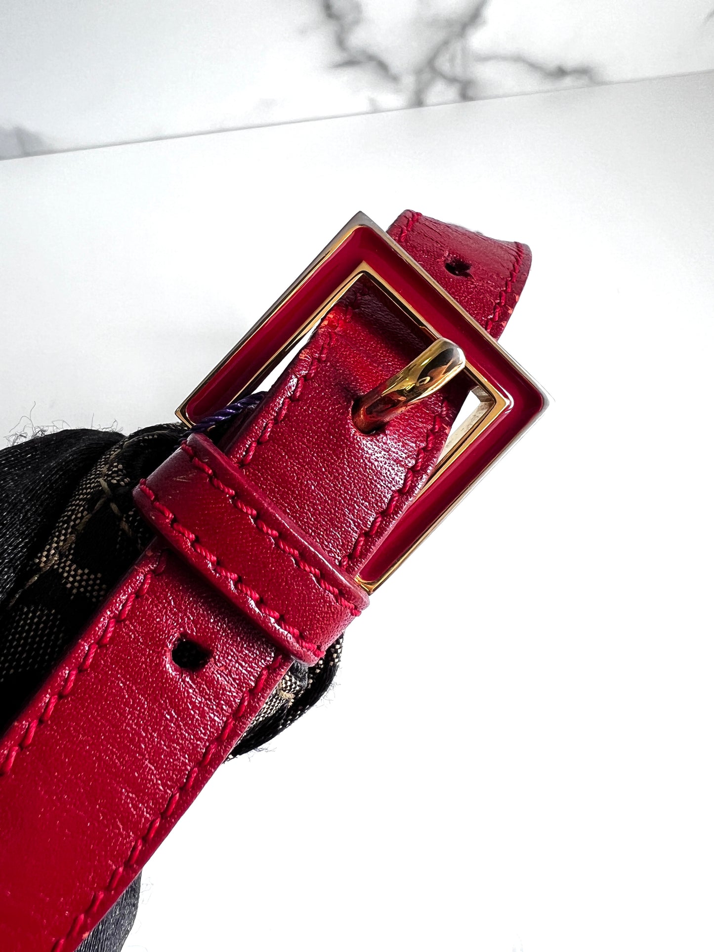 Vintage Fendi leopard canva enamel buckle baguette