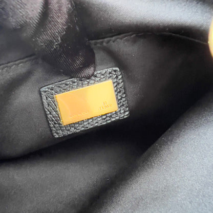 Vintage Fendi Black Rose Lizard trimmed Embellished Oyster Bag