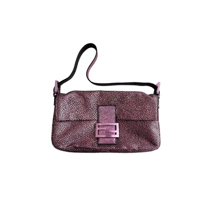 Fendi purple metallic spots baguette