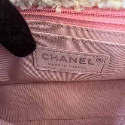 CHANEL Tweed Quilted Mini Rectangular Flap Light Pink Silver