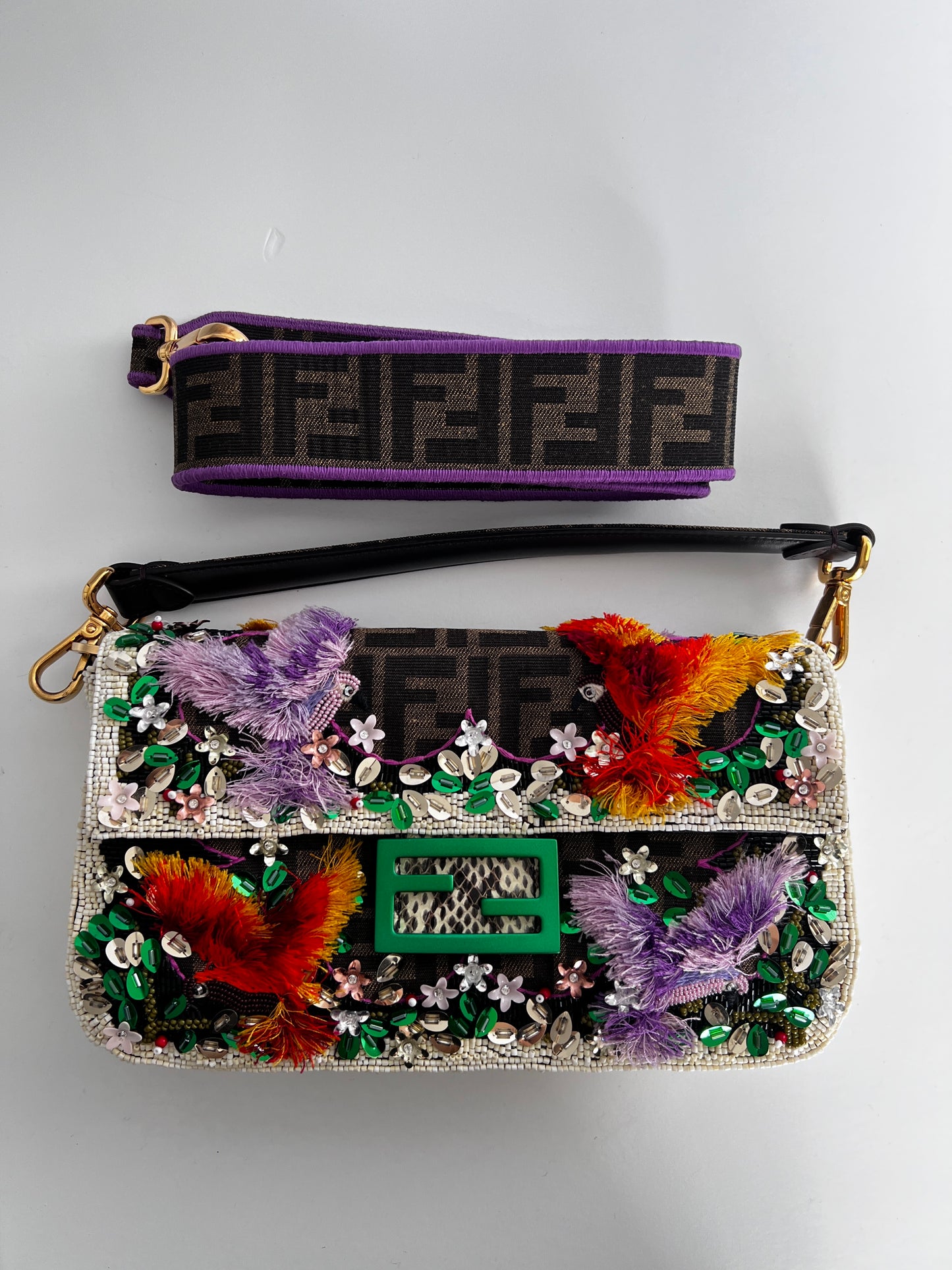 Fendi new style garden embroidered baguette