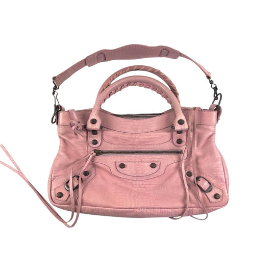 Balenciaga 10th Anniversary Pink Lizard Embossed First Bag