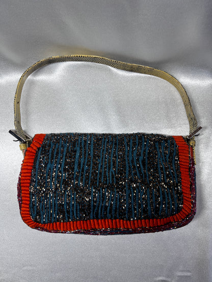 Fendi multi color lizard skin strap baguette