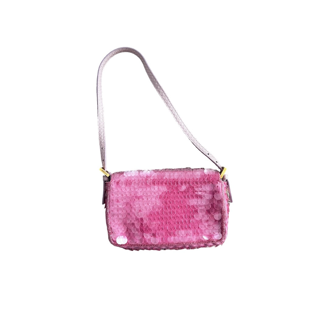 Fendi pink mini sequin baguette