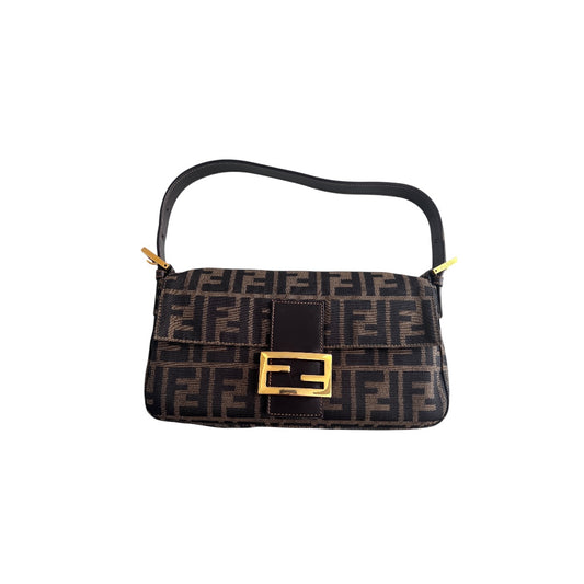 Vintage Fendi gold hardware zucca baguette