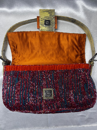 Fendi multi color lizard skin strap baguette
