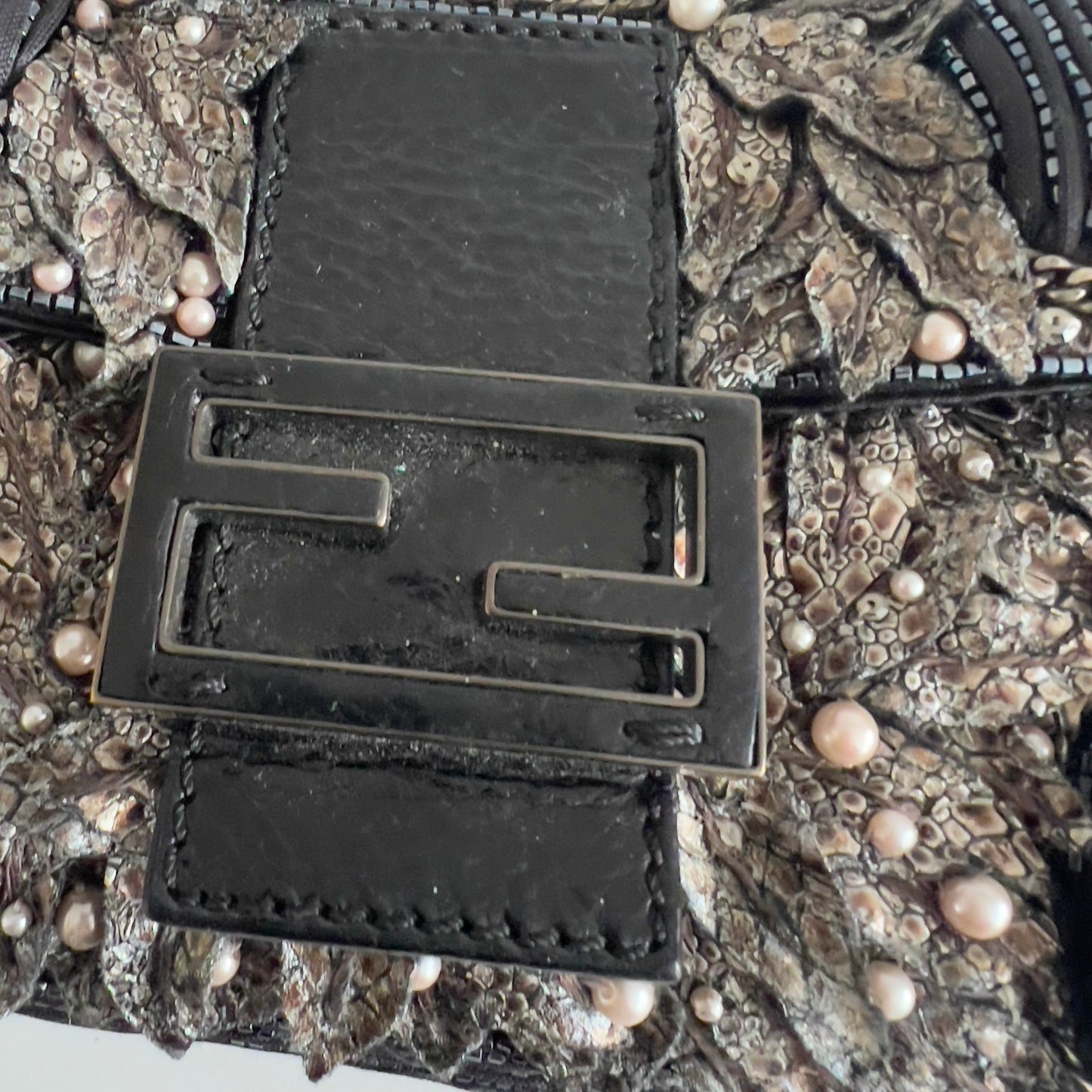 Vintage Fendi Deep Jungle Beaded Embroidery Baguette