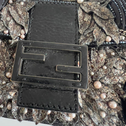 Vintage Fendi Deep Jungle Beaded Embroidery Baguette