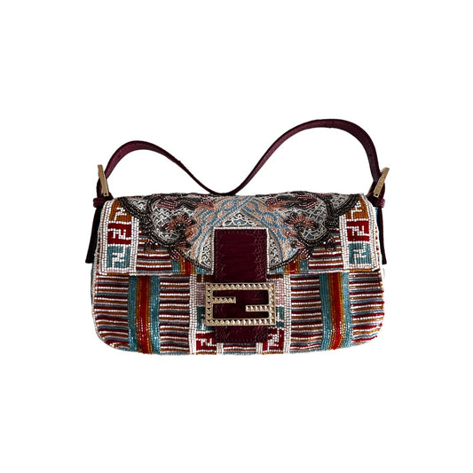 Fendi embroidered beaded baguette