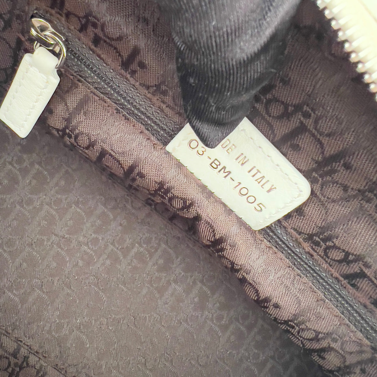 Vintage Christian Dior 2005 Floral Embroidered Detective Bowler Bag – White
