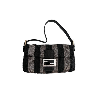 Fendi full beaded stripe baguette