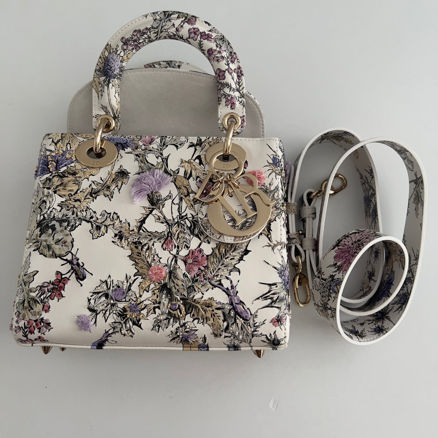 Dior 2024 Floral Embroidered and Beaded Mini Ladydior Bag