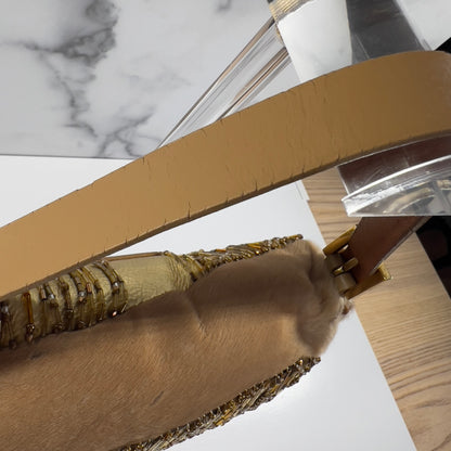 Vintage Fendi Pony Hair Beaded Fringes Baguette