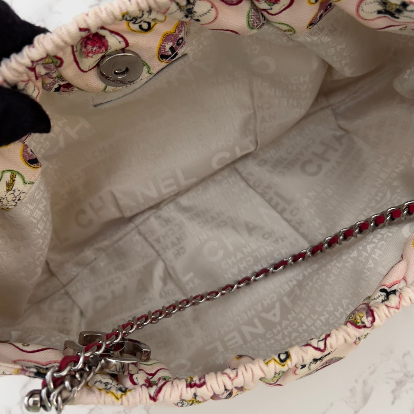 CHANEL Canvas Coco Hearts Shoulder Bag Pink